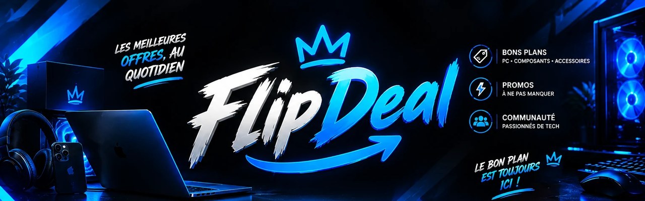Bandeau du serveur Discord FlipDeal : les meilleures offres au quotidien, bons plans PC, promos, communauté de passionnés